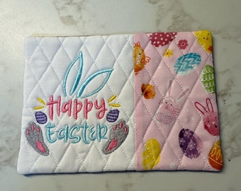 Happy Easter, Bunny/Easter Mug Rug,Coasters, Easter gift, gift, Coffee Lover,Hostess Gift, Fabric Coaster