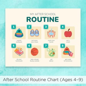 After School Routine Chart for Kids | Printable Daily Schedule, Kids Chore Chart & Task List, Toddler Independence Chart, Back to School PDF