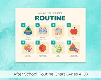 After School Routine Chart for Kids | Printable Daily Schedule, Kids Chore Chart & Task List, Toddler Independence Chart, Back to School PDF