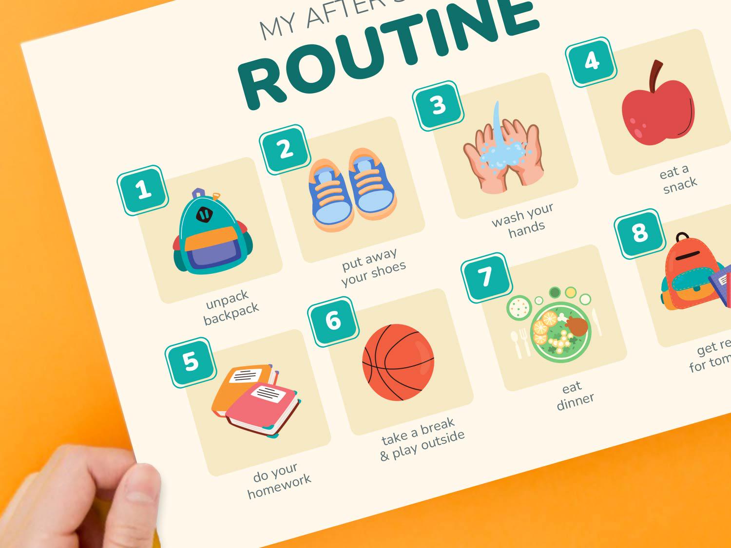 After School Routine Chart for Kids, Printable Visual Daily Schedule ...