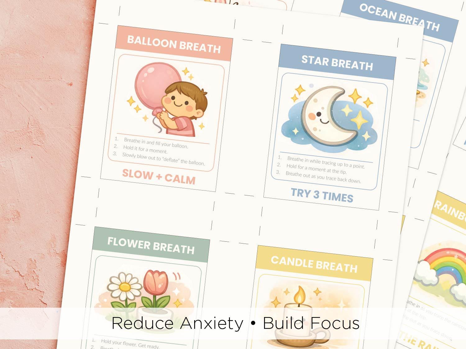 Calm Down Cards for Kids Printable | Breathing Cards for Kids | Calm ...
