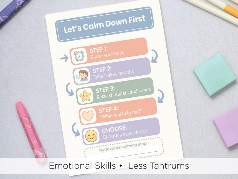 Kids Coping Skills Printable | Calm Down Chart for Big Feelings ...