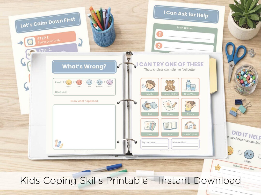 Kids Coping Skills Printable | Calm Down Chart for Big Feelings ...