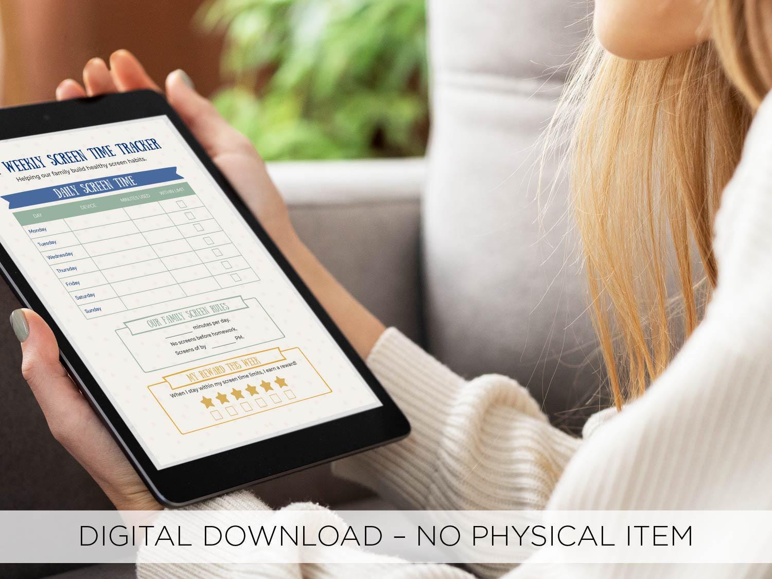 Weekly Screen Time Tracker for Kids | Family Screen Rules Chart ...