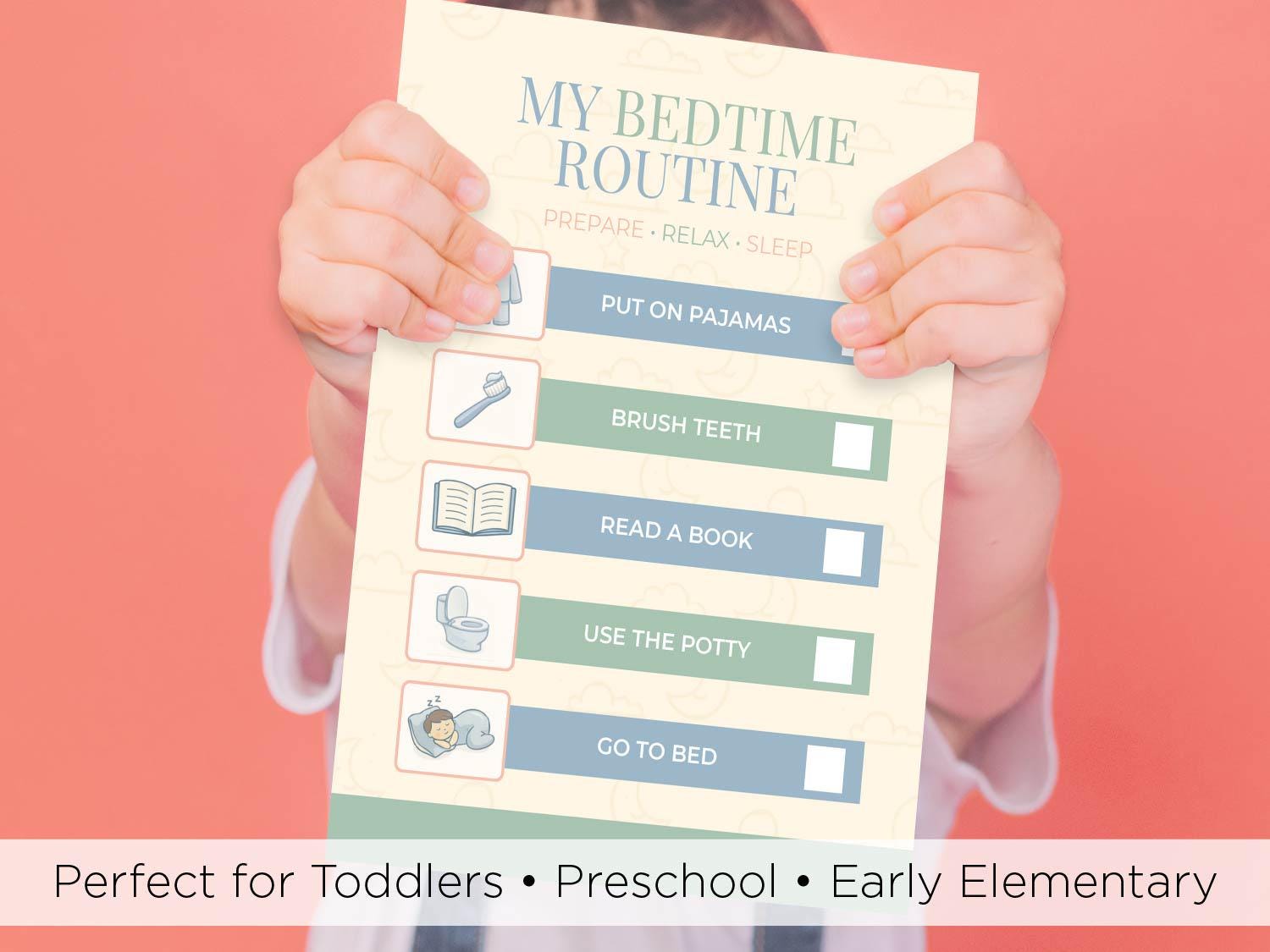 Morning & Bedtime Routine Chart for Kids Printable | Visual Schedule ...