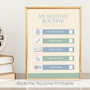 Back to School Bedtime Routine Chart, Kids Morning Routine Checklist, Visual Schedule for Kids, Printable Chore Chart