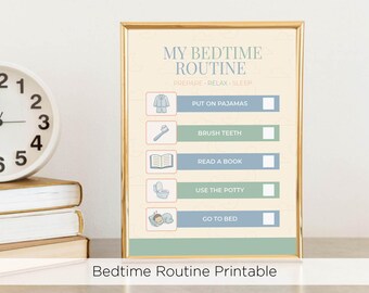 Back to School Bedtime Routine Chart, Kids Morning Routine Checklist, Visual Schedule for Kids, Printable Chore Chart