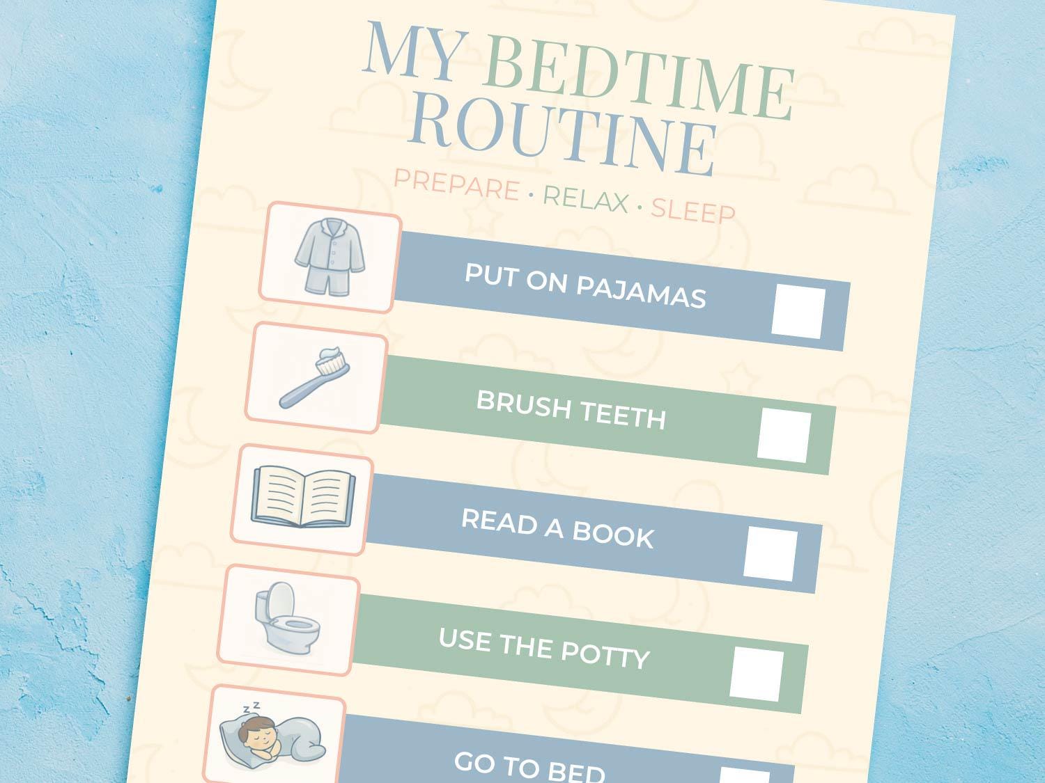 Morning & Bedtime Routine Chart for Kids Printable | Visual Schedule ...