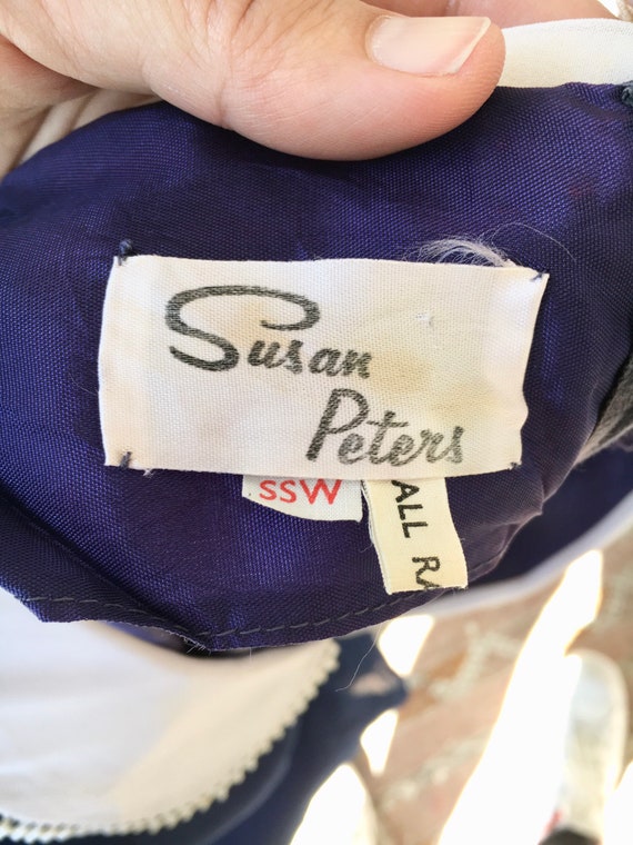 60s dress blue white Peter Pan oversized collar s… - image 8