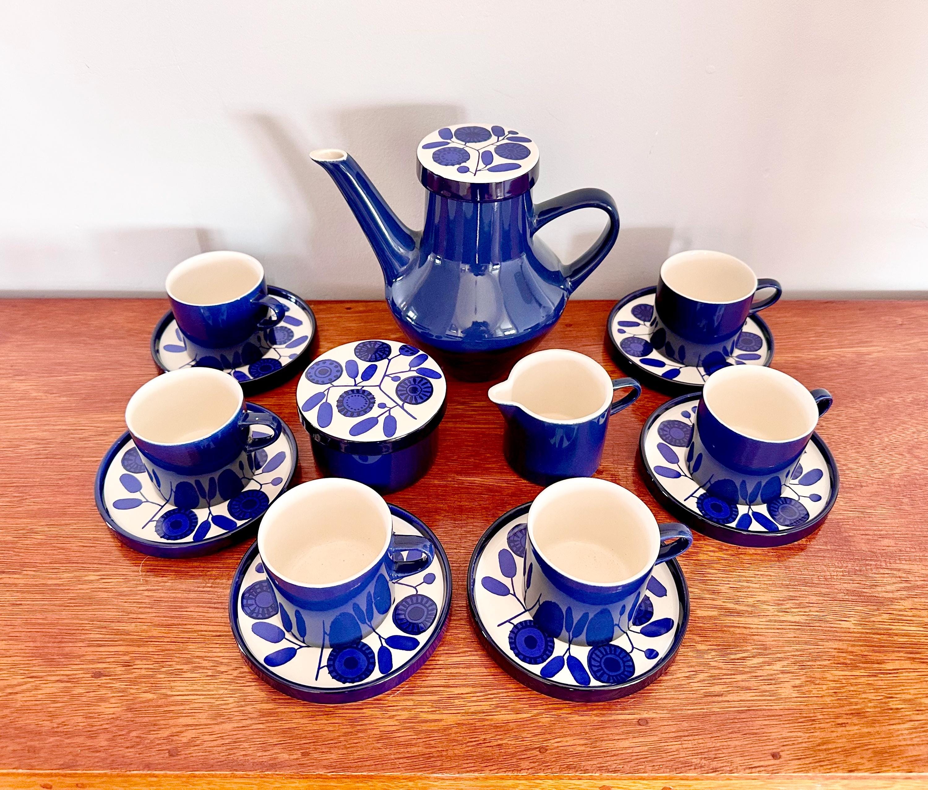 Vintage Melitta Stockholm Cobalt Blossom Coffee Set for 6 Designed