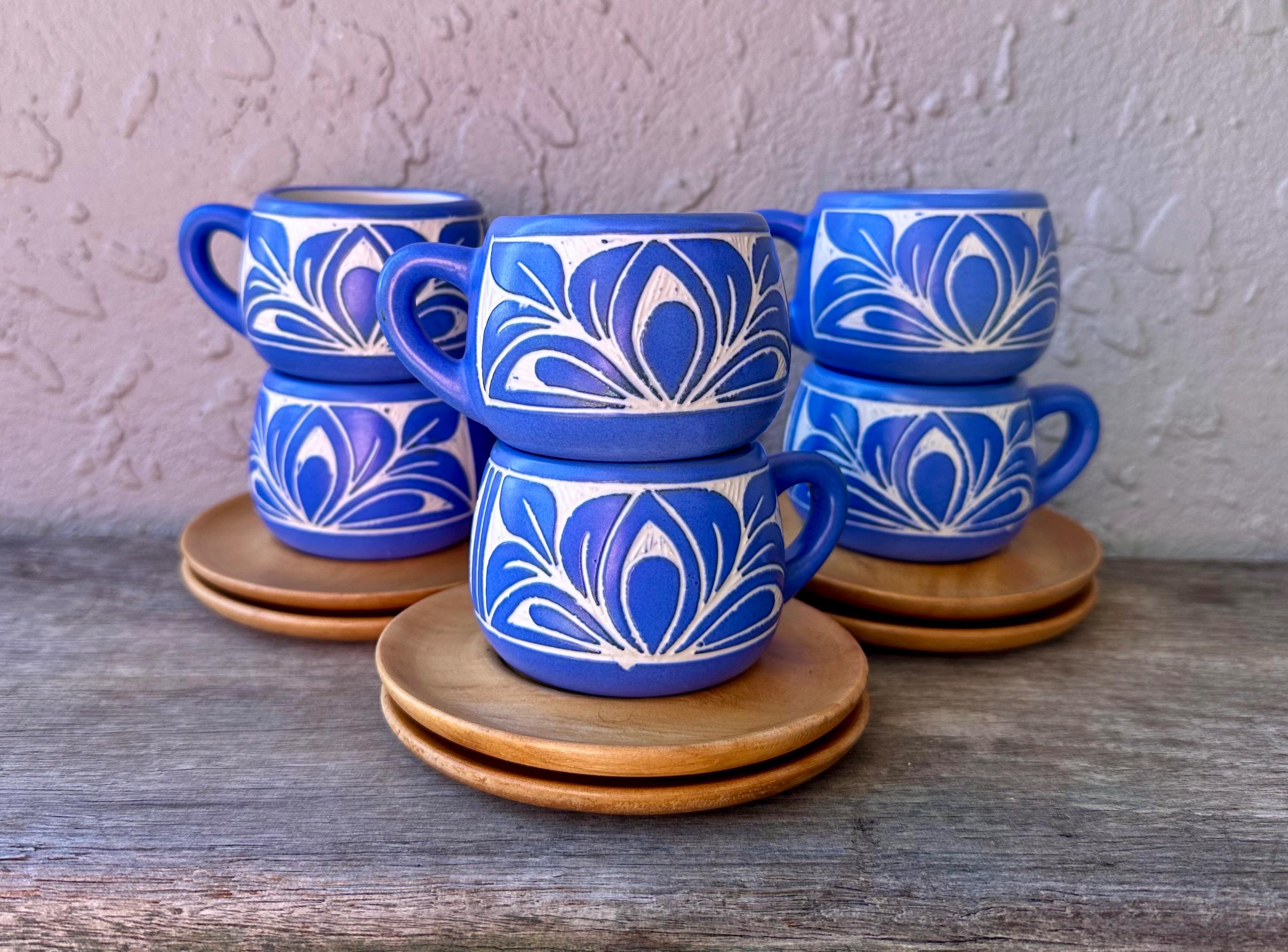 Lot of 2 - Vintage Signed Pablo Zabal Chile Pottery Blue