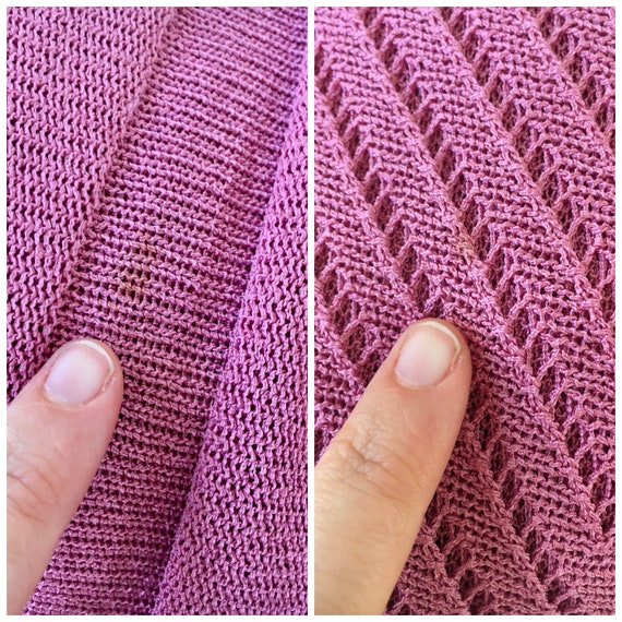 80s pink mauve knit crochet dress dropped waist p… - image 10