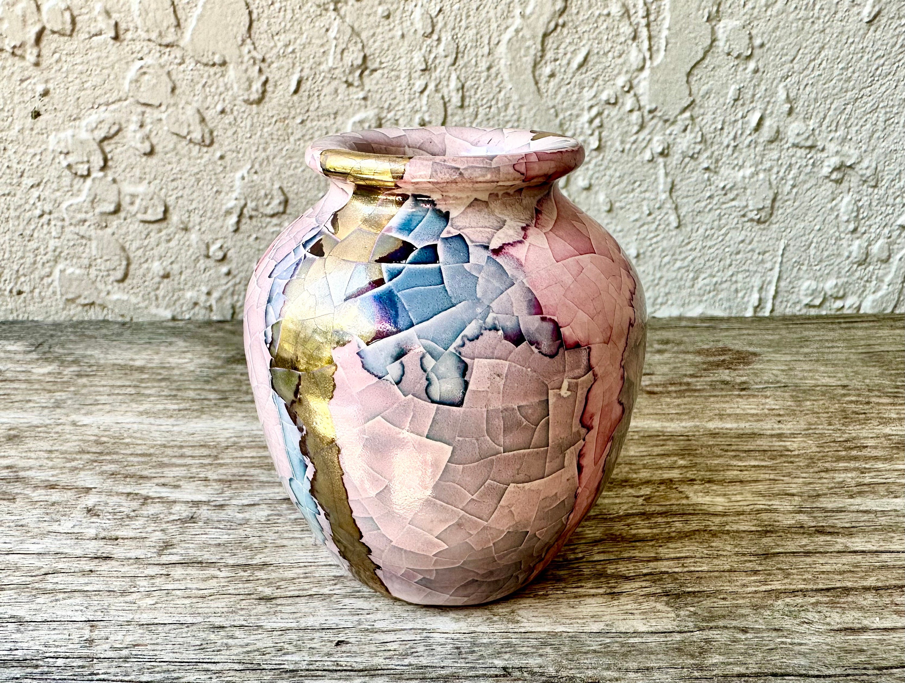 Pink Vase for Flowers - Handmade Mosaic Glass Vase for Home Decor ，Modern  Decorative Flower Vases for Bedroom Kitchen Living Room Centerpieces