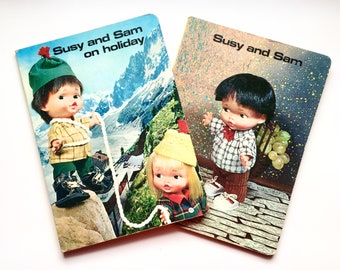 60s vintage Susy and Sam board books posed doll children’s retro pair set collectable Hemma Belgium