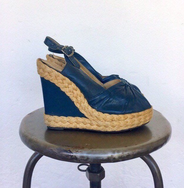 nummer Læge Kritisk 70s Platform Espadrilles Peep Toe Sling Back Sandals Shoes | Etsy