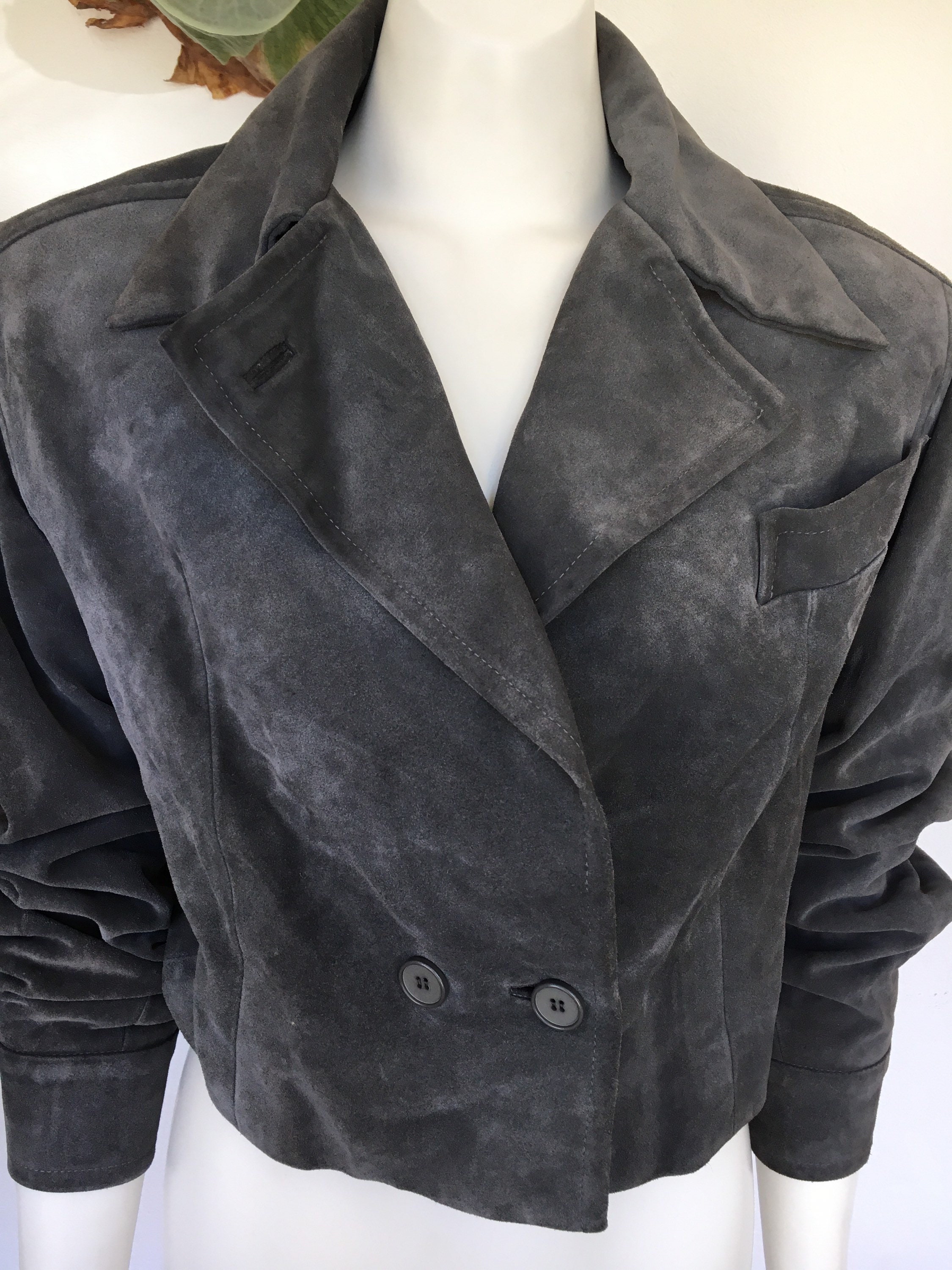 DIOR suede bomber jacket vintage dark grey cropped leather 80s | Etsy