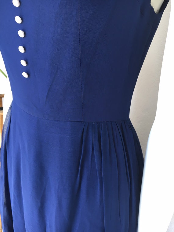 60s dress blue white Peter Pan oversized collar s… - image 7