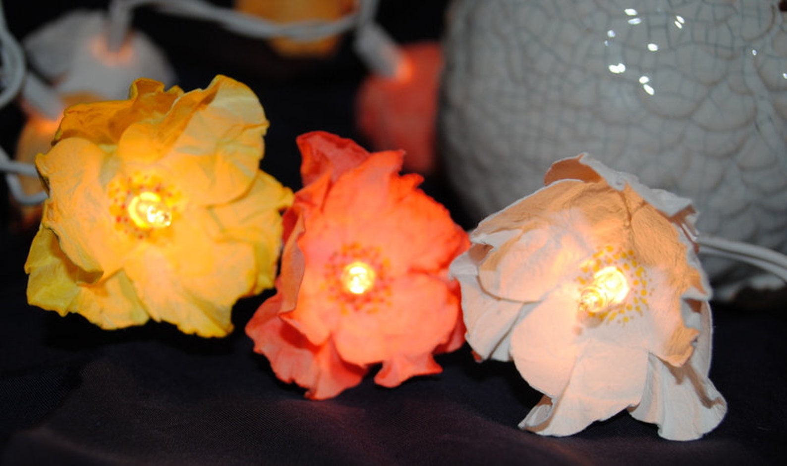 Twinkle Light Flowers Paper Flower String Lights Handmade Etsy