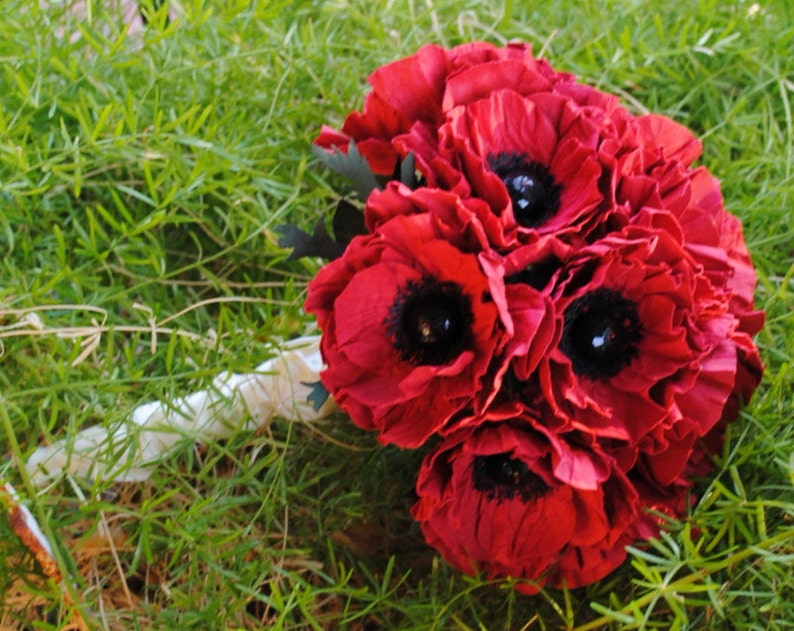 Paper Poppy Wedding Bouquet Red Poppies Wedding Poppies Etsy