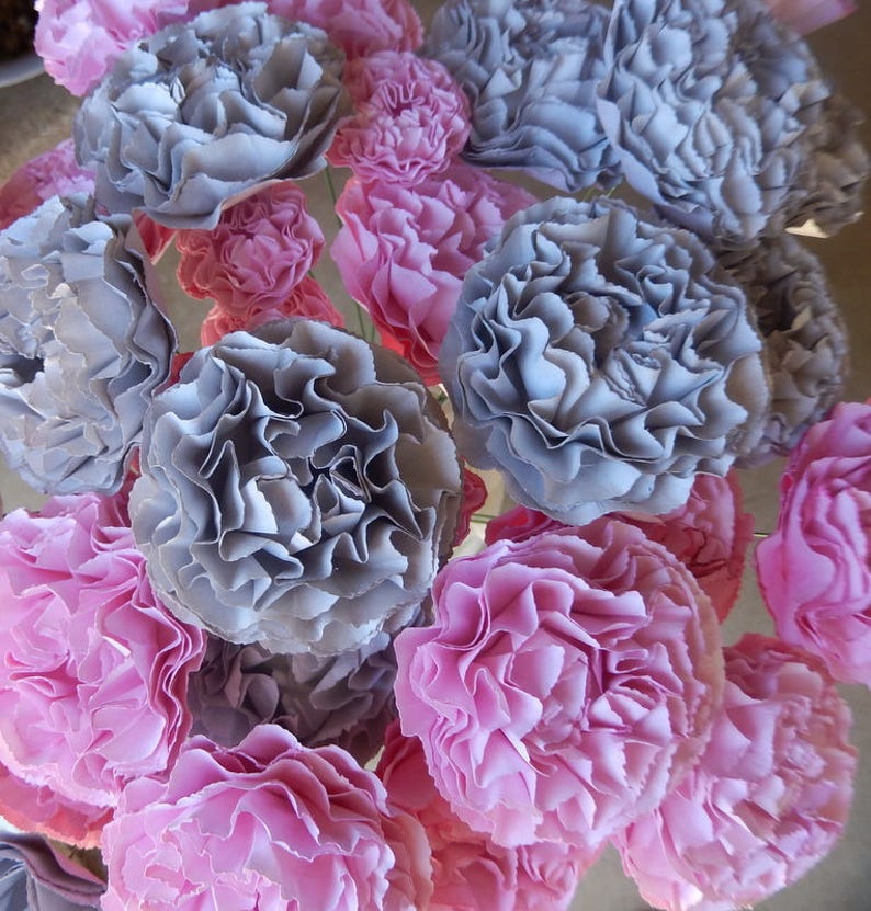 Claveles de flores de papel de papel botánico claveles para Etsy España