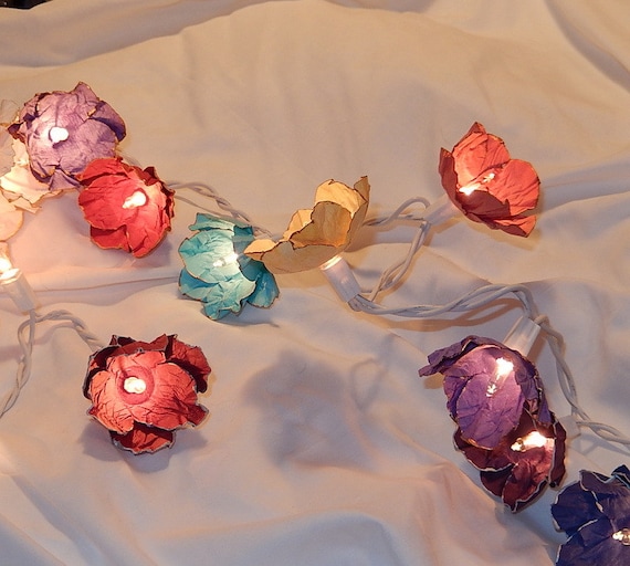 string light flowers leafing accent paper flower twinkle etsy paper flower lights