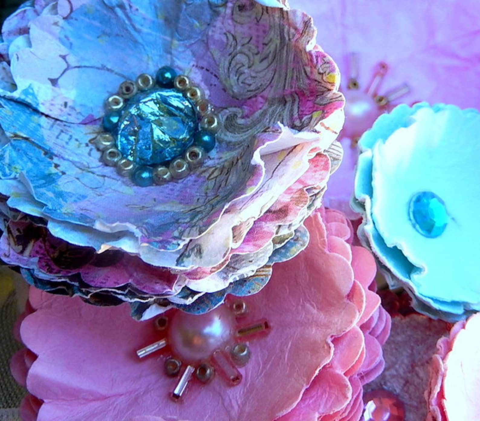 Paper and Jewel Flower Stems Beaded Paper Flowers Beaded Etsy