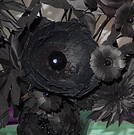 Black Flower Arrangement Monochromatic Paper Flowers Fantasy Black Paper  Flowers Handmade Eclectic Decor custom Colors Available 