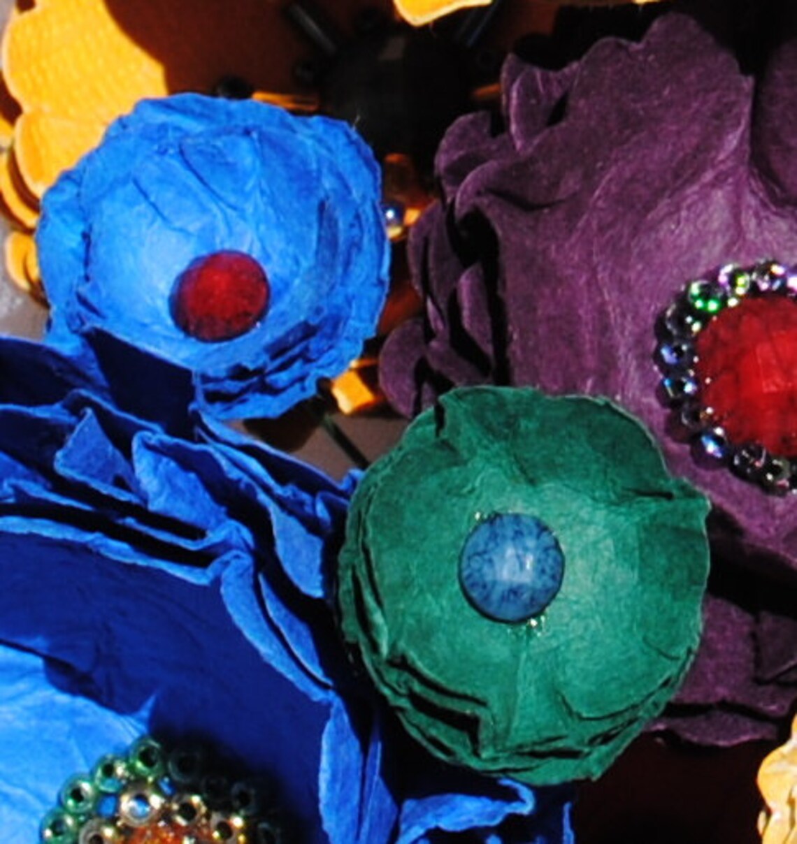 Small Paper and Jewel Flower Stems Beaded Paper Flowers Etsy