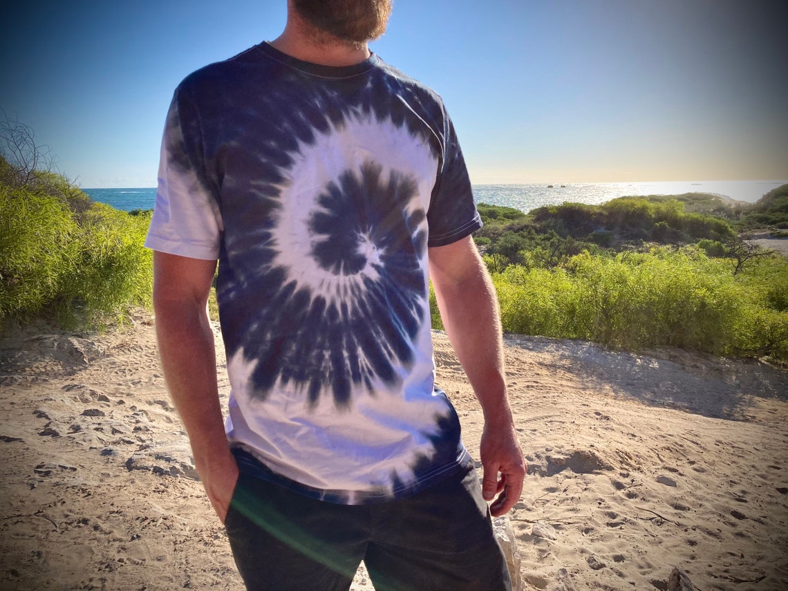 mens black and white tie dye shirt