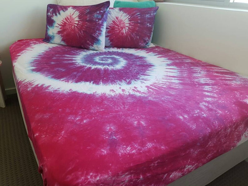 Tie Dye Bedding Pink Purple Spiral Bohemian bedroom Duvet Etsy