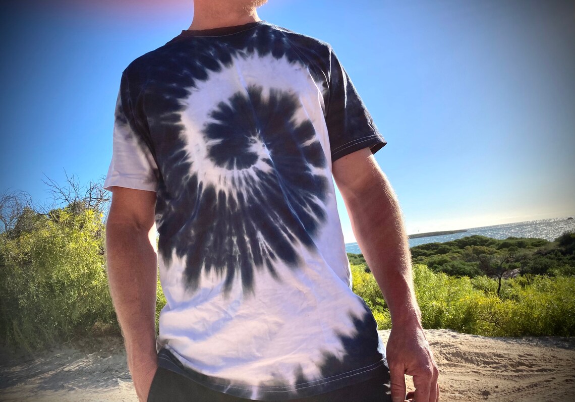 mens black and white tie dye shirt