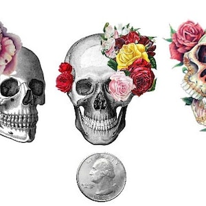 Temporary Tattoo -  Halloween Candy Skulls Set / Tattoo Flash