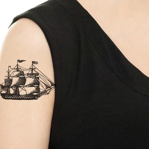 Temporary Tattoo -  Vintage Ship / Tattoo Flash