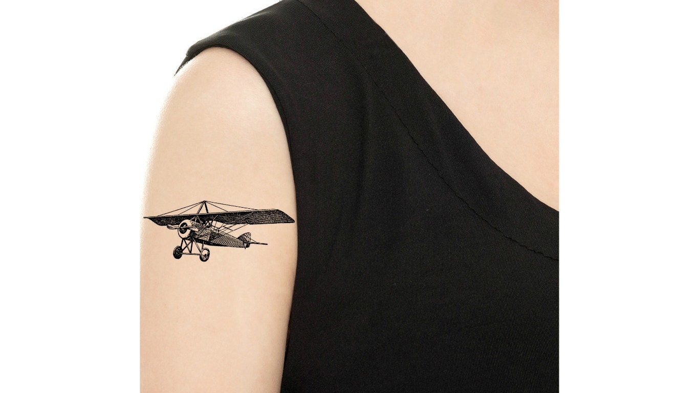 Paper Plane and Airplane Shadow Temporary Tattoo set of 3 -  Norway
