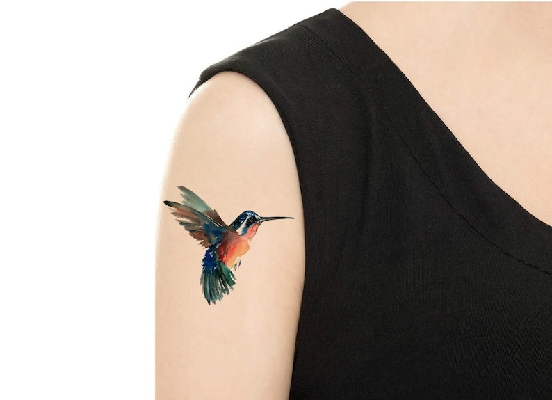 Temporary Tattoo Hummingbird /Chickadee /Finch Various Patterns / Ruby-Throated Hummingbird/ Colorful Birds / Bird Tattoo / Tattoo Flash PICTURE 5