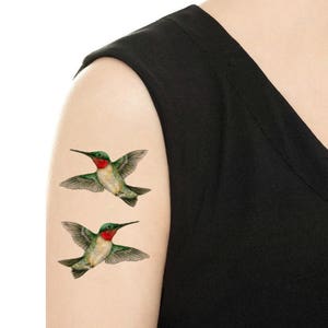 Temporary Tattoo Hummingbird /Chickadee /Finch Various Patterns / Ruby-Throated Hummingbird/ Colorful Birds / Bird Tattoo / Tattoo Flash image 3