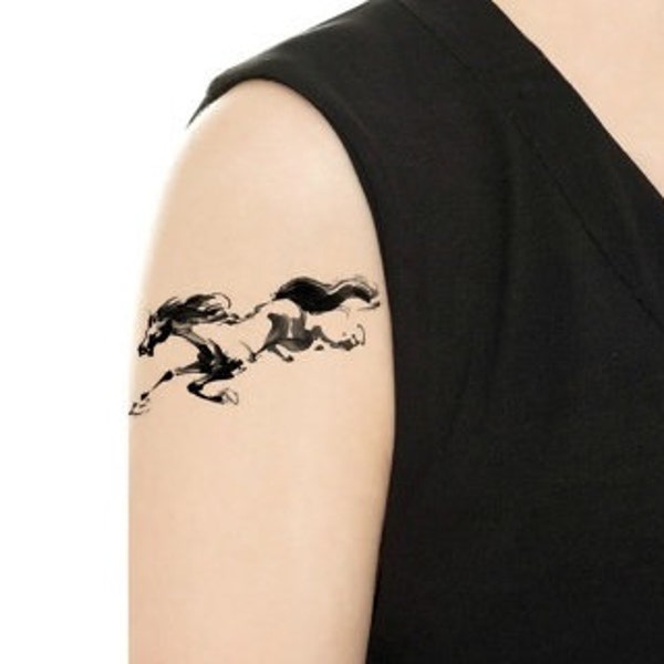 Temporary Tattoo - Running Horse - Various Sizes / Tattoo Flash