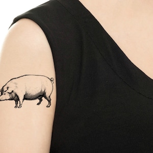 Temporary Tattoo - Pig / Tattoo Flash