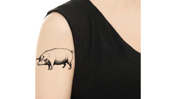 Temporary Tattoo Pig / Tattoo Flash - Etsy