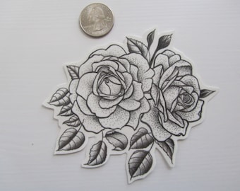 TEMPORARY TATTOO - Vintage Rose / Peony Tattoo - Various Patterns / Tattoo Flash