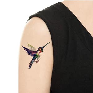 Temporary Tattoo Hummingbird /Chickadee /Finch Various Patterns / Ruby-Throated Hummingbird/ Colorful Birds / Bird Tattoo / Tattoo Flash image 4