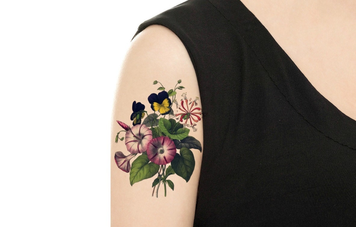 Tatuaje temporal Floral vintage Varios patrones y tamaños - Etsy México Tatuaje temporal Floral vintage Varios patrones y tamaños - Etsy México