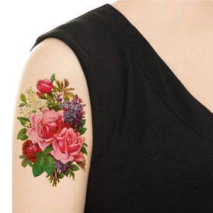 Temporary Tattoo Vintage Floral Rose or Daisy Various Sizes / Tattoo Flash PICTURE 3
