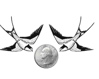 Temporary Tattoo -  Set of 2 Swallows - Various Patterns / Tattoo Flash