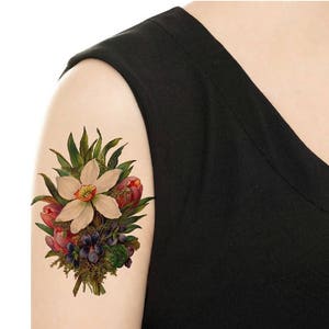 Temporary Tattoo Vintage Floral Rose or Daisy Various Sizes / Tattoo Flash PICTURE 8