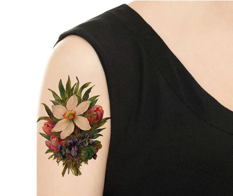 Temporary Tattoo Vintage Floral Rose or Daisy Various Sizes / Tattoo Flash PICTURE 8