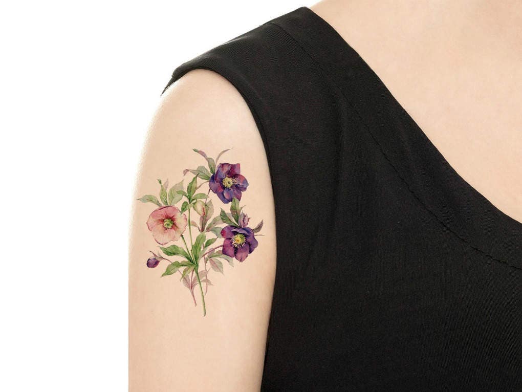 Temporary Tattoo Peony / Lily / Thunbergia Grandiflora / - Etsy UK Temporary Tattoo Peony / Lily / Thunbergia Grandiflora / - Etsy UK