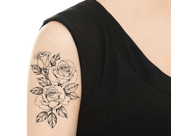 TEMPORARY TATTOO - Vintage Rose / Peony Tattoo - Various Patterns / Tattoo Flash