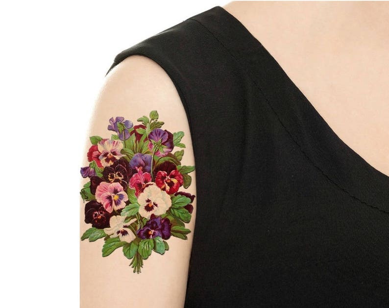 Temporary Tattoo Vintage Floral Rose or Daisy Various Sizes / Tattoo Flash PICTURE 6