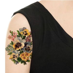 Temporary Tattoo Vintage Floral Rose or Daisy Various Sizes / Tattoo Flash PICTURE 9